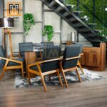 Comedor Suecia Roble Americano c/6 sillas Ava Grafito